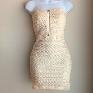 Cream Tube Top Cocktail/Body Con Dress